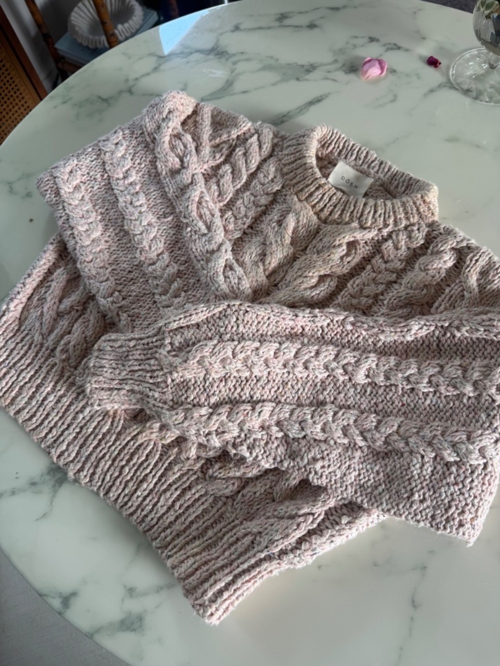 DÔEN Bee Sweater Pink Cloud Cable Knit XS - Picture 8 of 14